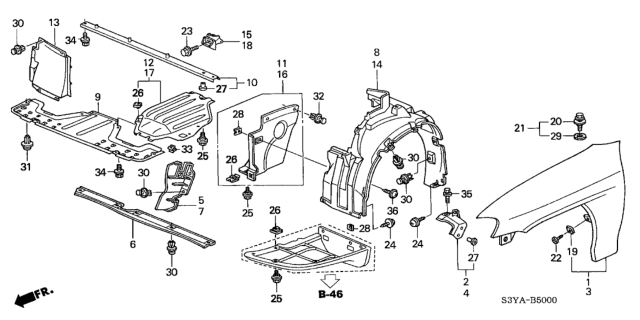 2006 Honda Insight Front Fenders Diagram