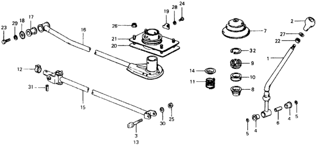 1978 Honda Civic MT Shift Lever Diagram