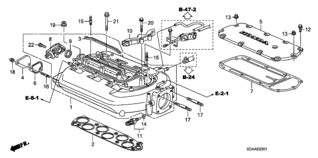 2007 Honda Accord Manifold Sub-Assembly, Intake Diagram for 17030-RDV-J03