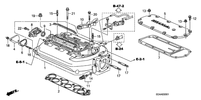 2007 Honda Accord Intake Manifold (V6) Diagram