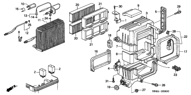 2002 Honda Accord A/C Cooling Unit Diagram