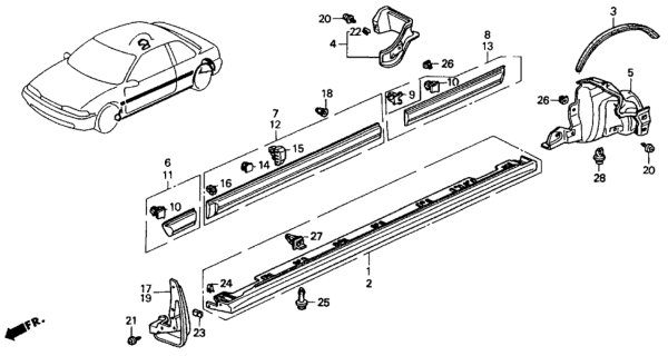 1993 Honda Accord 2 Door EX KA 5MT Protector Diagram