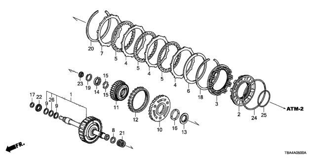 2016 Honda Civic Clutch Assy., Forward Diagram for 22500-5LJ-003