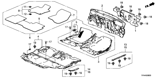 2020 Honda CR-V Hybrid Floor Mat, L. FR. *NH900L* (DEEP BLACK) Diagram for 83602-TLA-A01ZA