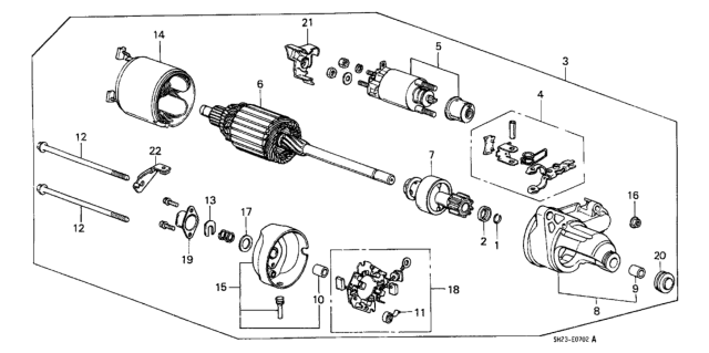 1988 Honda CRX 2 Door HF KL 5MT Starter Motor (Denso) Diagram