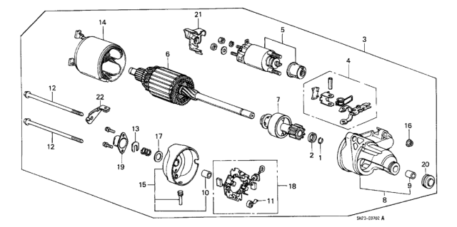 1990 Honda CRX Starter Motor (Denso) Diagram