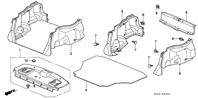 1997 Honda Civic Floor Mat, Trunk *NH85L* (GRAY ELEVEN) Diagram for 84630-S04-J00ZA
