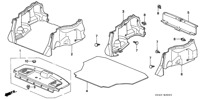 1997 Honda Civic Cap, RR. Panel Lining *YR164L* (MEDIUM TAUPE) Diagram for 91634-SM4-000ZP