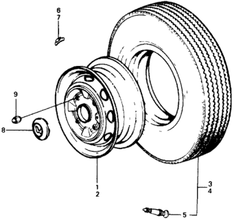 1976 Honda Civic Cap, Wheel Center Diagram for 44732-634-941