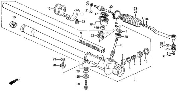 1990 Honda Civic End, Driver Side Tie Rod Diagram for 53560-SH0-A01