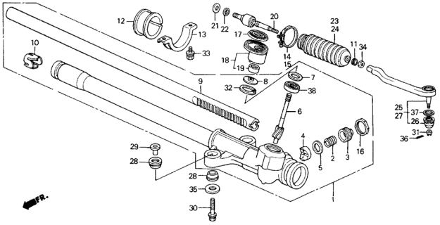 1990 Honda Civic End, Passenger Side Tie Rod Diagram for 53540-SH0-A01