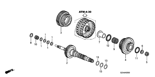 2012 Honda Pilot 5 Door LX (2WD) KA 5AT AT Mainshaft Diagram
