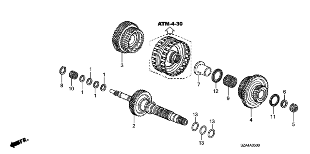 2015 Honda Pilot AT Mainshaft Diagram