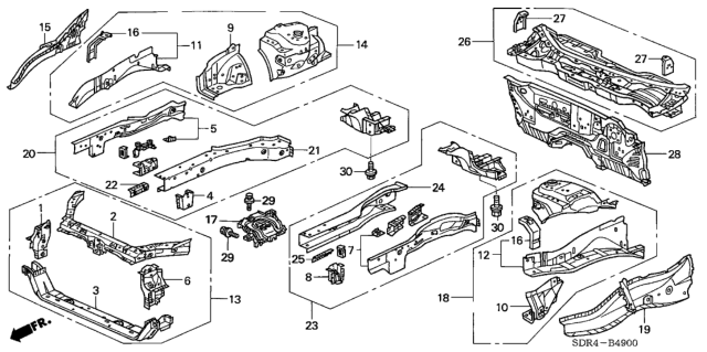 2005 Honda Accord Hybrid Wheelhouse, L. FR. Diagram for 60700-SDR-305ZZ