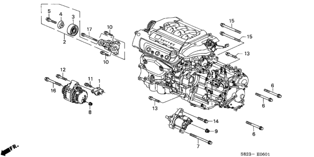 1998 Honda Accord Alternator Bracket (V6) Diagram