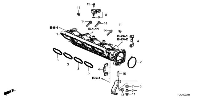 2020 Honda Civic Stay, In. Manifold Diagram for 17132-RPY-G00