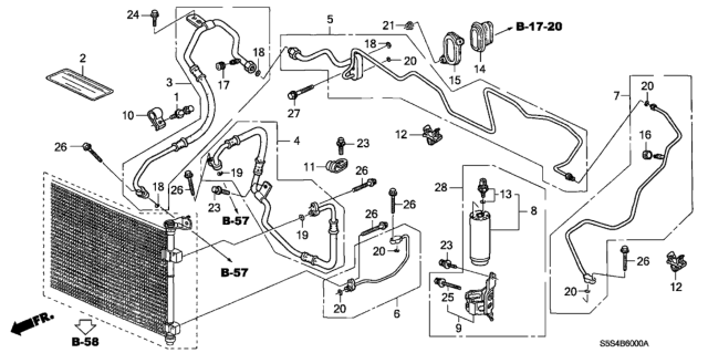 2004 Honda Civic Pipe Assembly, Air Conditioner Diagram for 80325-S5T-A01