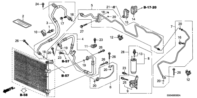 2004 Honda Civic A/C Hoses - Pipes Diagram