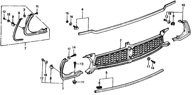 1975 Honda Civic 3 Door ** (1500) KA HMT Front Grille Diagram