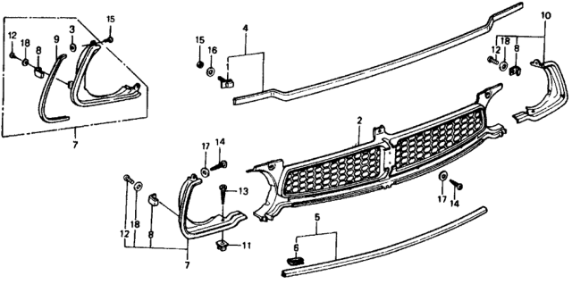 1977 Honda Civic Spacer, Headlight Garnish Diagram for 62414-634-670