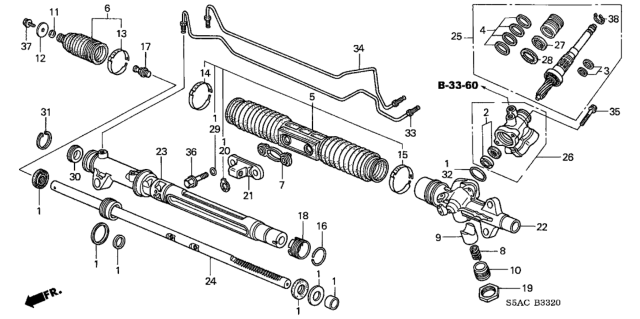 2005 Honda Civic Valve Sub-Assy., Steering Diagram for 53641-S5D-A41