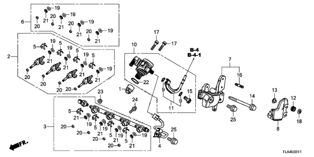 2018 Honda CR-V 5 Door 24LX (2WD/E.LIBERTY) KA CVT Fuel Injector (2.4L) Diagram