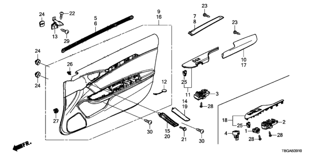 2020 Honda Civic Front Door Lining Diagram