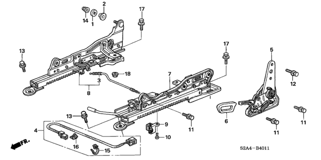 2006 Honda S2000 Seat Components (Driver Side) Diagram