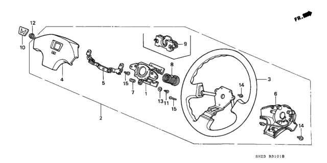 1989 Honda CRX Wheel, Steering (Black) Diagram for 78512-SH3-A02ZA
