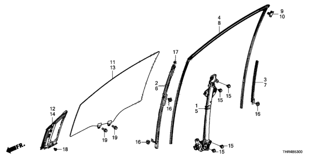 2022 Honda Odyssey Front Door Windows  - Regulator Diagram