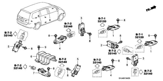 2005 Honda Odyssey Sensor Assy., Side Impact Diagram for 77970-SHJ-B81