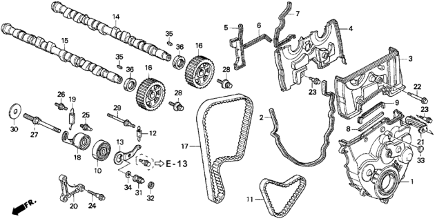 1992 Honda Prelude Camshaft - Timing Belt Diagram