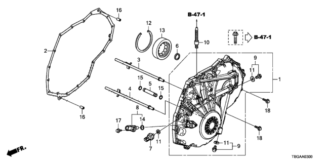 2020 Honda Civic AT Left Side Cover Diagram