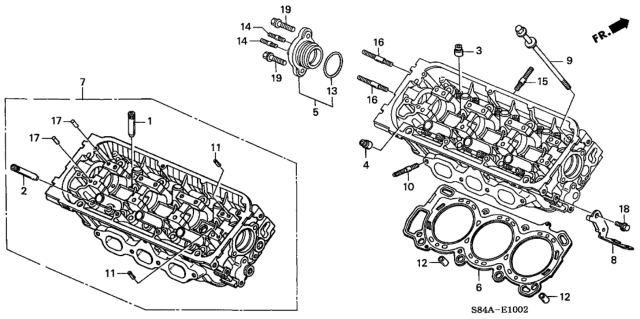 2002 Honda Accord Rear Cylinder Head (V6) Diagram