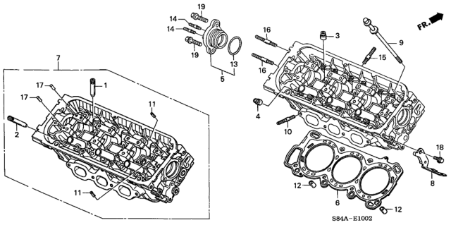 2002 Honda Accord 4 Door LX (V6) KA 4AT Rear Cylinder Head (V6) Diagram