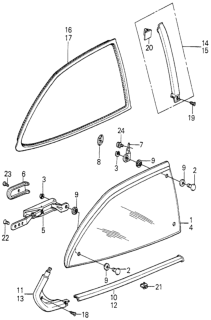 1979 Honda Accord 3 Door STD KH HMT Quarter Window Diagram