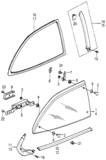 1981 Honda Accord Glass, R. Quarter Diagram for 73110-671-922