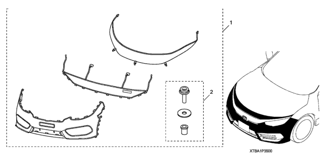 2018 Honda Civic 4 Door EX-T (TURBO) KA CVT Nose Mask (Full) Diagram