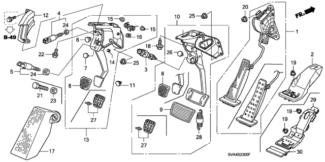 2009 Honda Civic Spring Assy., Pedal Return Diagram for 46530-SVA-A01
