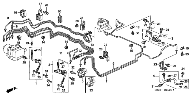 1999 Honda Accord Brake Lines (ABS) (V6) Diagram