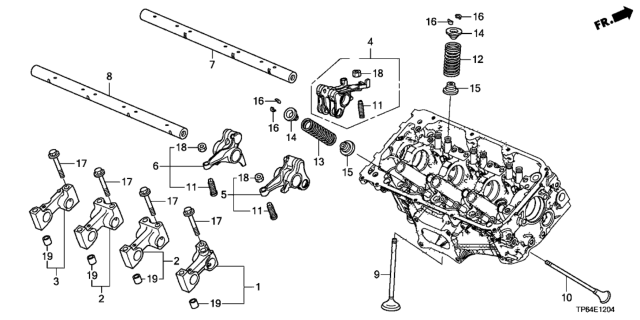 2013 Honda Crosstour 5 Door EXL (4WD) KA 6AT Valve - Rocker Arm (Rear) (V6) Diagram