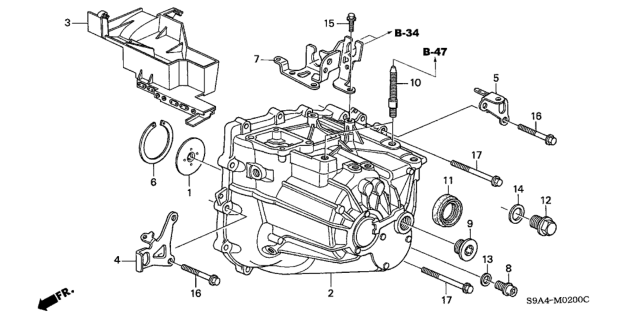 2003 Honda CR-V MT Transmission Case Diagram