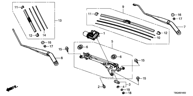 2016 Honda Civic Front Windshield Wiper Diagram