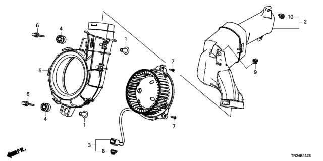 2014 Honda Civic Clip, Air Duct Diagram for 91550-RW0-003