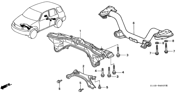 1997 Honda CR-V Beam, RR. Diagram for 50200-S10-A00