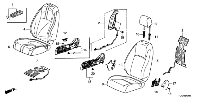 2018 Honda Civic Front Seat (Passenger Side) Diagram