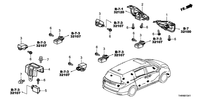2018 Honda Odyssey Sensor Assy., Satellite Safing Diagram for 77975-THR-A01