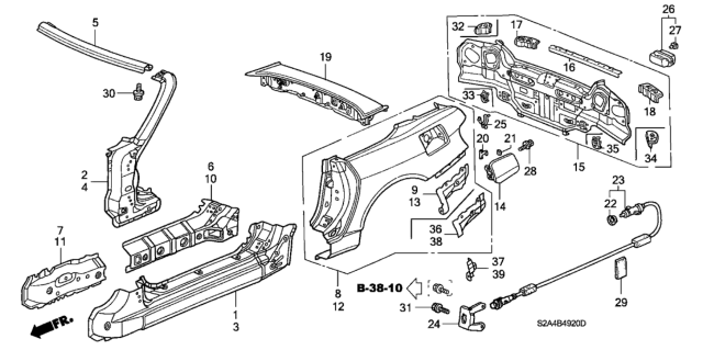 2005 Honda S2000 2 Door S2000 KA 6MT Outer Panel Diagram
