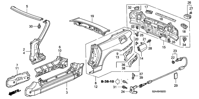 2002 Honda S2000 Panel, RR. Diagram for 66100-S2A-A01ZZ