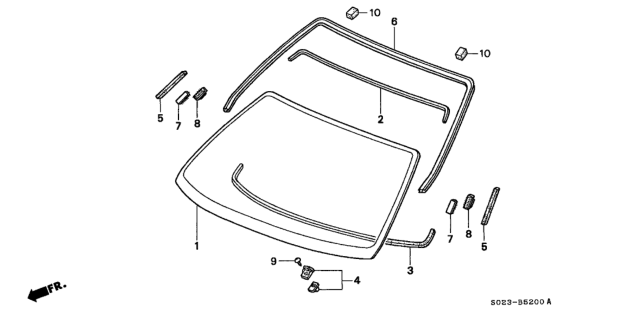 2000 Honda Civic Glass, Front Windshield (Green) Diagram for 73111-S00-A10